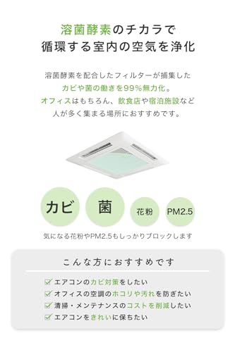 スターフィルター 天井埋込型エアコンフィルター 業務用エアコン 防カビ 溶菌酵素配合 天井 埋込 カビブロックバイオ酵素フィルター 菌 ウイルス 99％無力化 貼るだけ シールタイプ 57×57cm 1枚入 オフィス 店舗 ホコリ 掃除 カバー