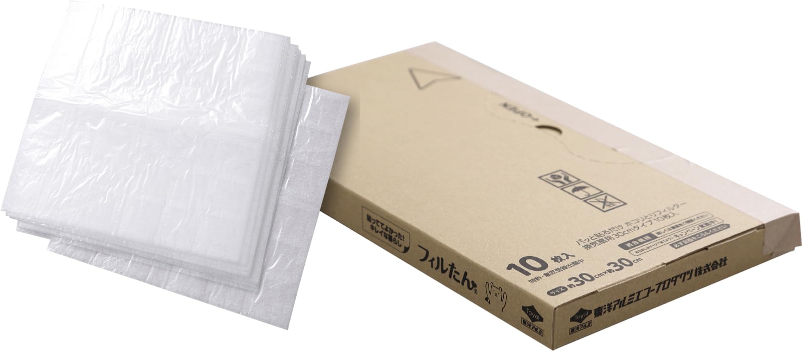 【Amazon.co.jp限定】東洋アルミ ホコリとりフィルター 約30cm×30cm 10枚入 換気扇 貼るだけ トイレ お風呂 お掃除を簡単に フィルたん S5472