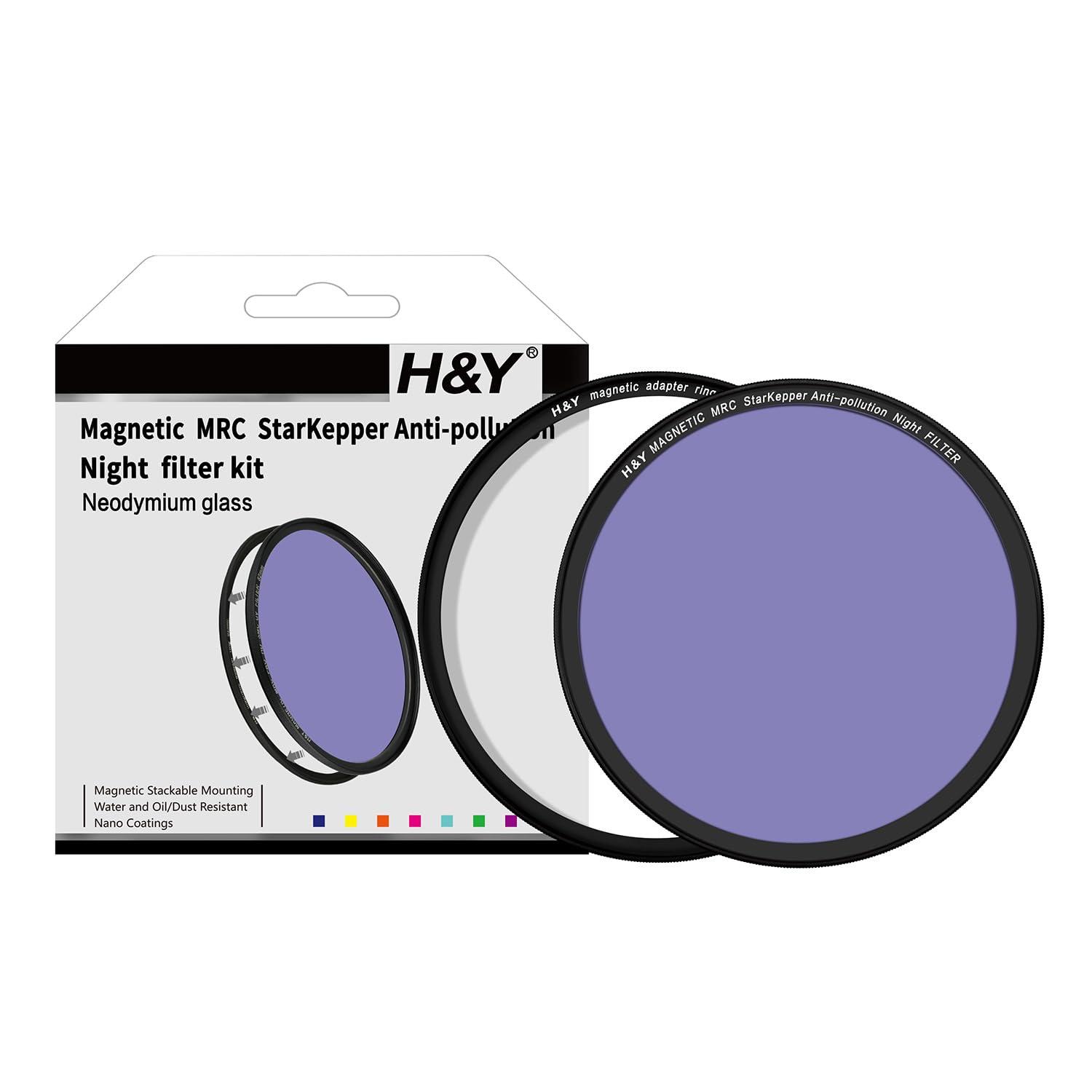 H&Y 星景 夜景用フィルター 82mm マグネティック ナイトフィルター キット マグネット式 光害カット 薄枠 帯電防止 防汚 撥水 防傷 KPN82-kit