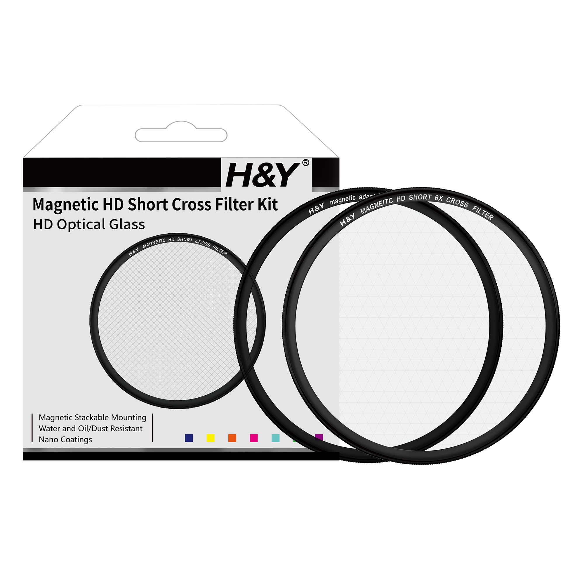 H&Y クロスフィルター 77mm マグネティック HD ショートクロス6 フィルターキット マグネット式 6X クロス効果 薄枠 帯電防止 防汚 撥水 防傷 SC6-77