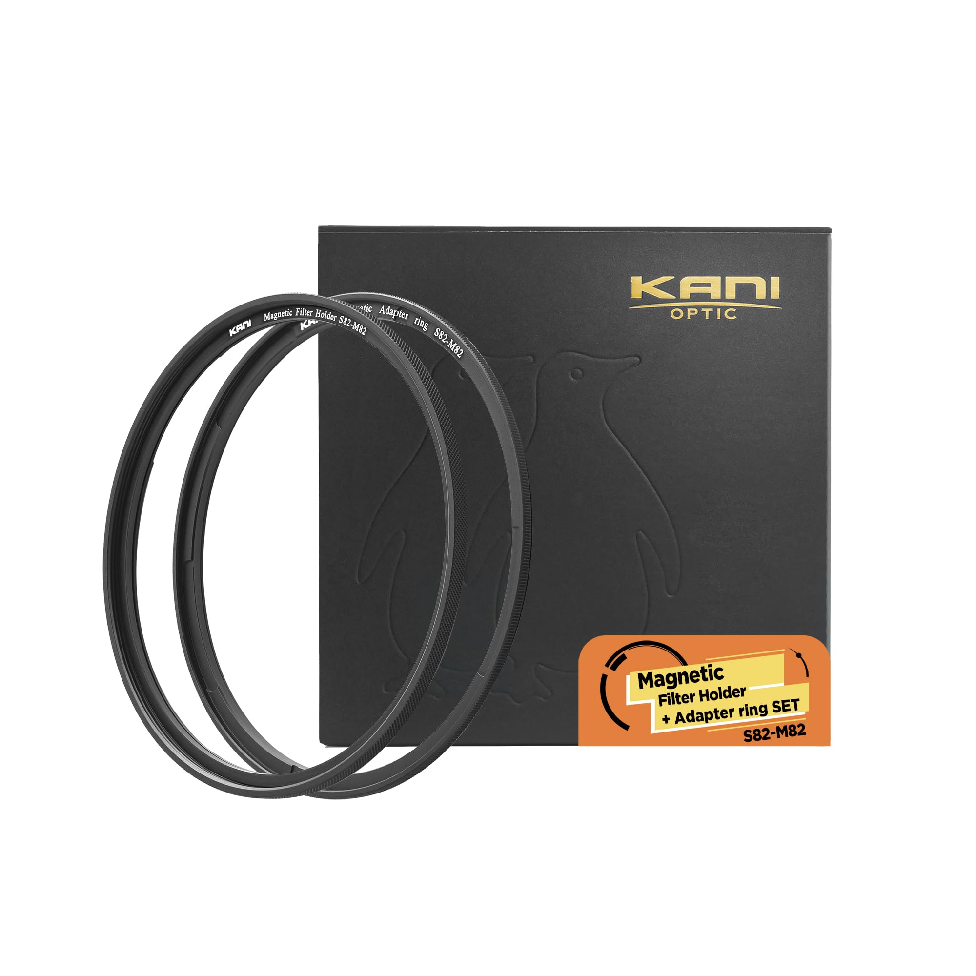 KANI 82mm マグネットクイックリリース Magnetic Holder and Adapter set S82-M82 マグネットフィルターセット ローレット付 空転防止機構付 黒枠 フィルターアクセサリ アルミ製 816856