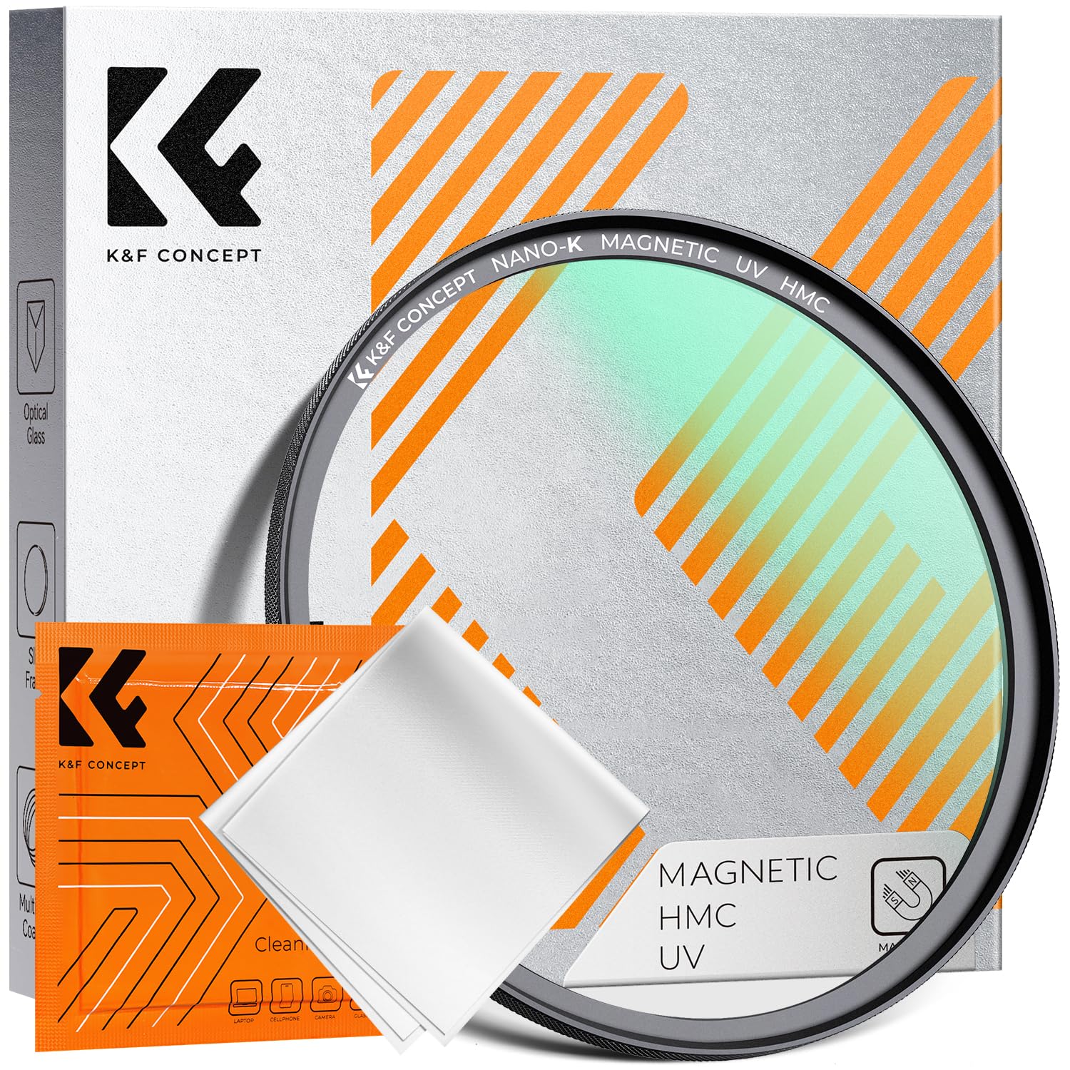 K&F CONCEPT 55mm マグネットMCUVフィルター レンズ保護フィルター 磁気吸着 装着便利 紫外線吸収 レンズ保護用 18層コーティング 1枚クリーニングクロス付属（NANO-Kシリーズ）